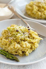 Asparagus risotto close up
