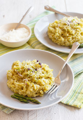 Asparagus risotto close up
