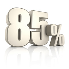 85 Percent isolated on White Background. 3d Render