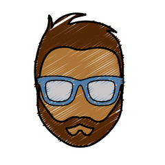 hipster man with glasses icon over white background. colorful design. vector illustration