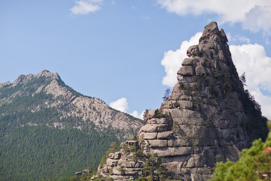 Fototapeta Close-up photo of stone mountain on Lake Borovoe