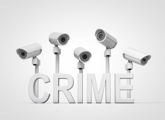 A collection of surveillance CCTV security cameras. 3D rendering