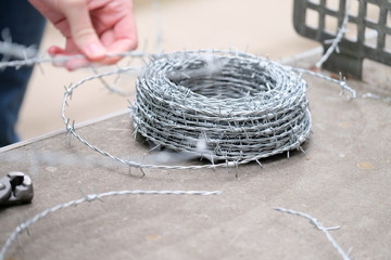 .Work with barbed wire