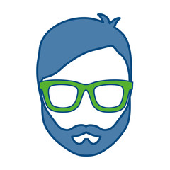 hipster man with glasses icon over white background. colorful design. vector illustration