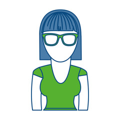 woman with glasses icon over white background. colorful design. vector illustration