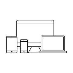 Mockup gadget and device outline icons set vector illustration