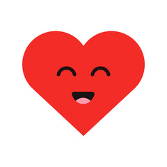 Cute cartoon emoticon happy heart in modern flat style. Vector illustration.