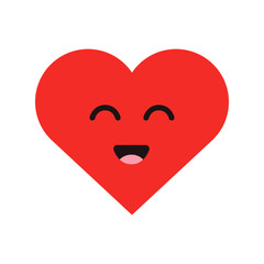 Cute cartoon emoticon happy heart in modern flat style. Vector illustration.