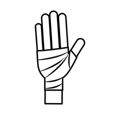 hand with medical tape icon over white background. vector illustration