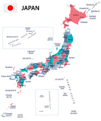 Fototapeta premium Japan - map and flag – illustration