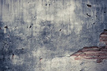 cracked concrete vintage brick wall background, old dirty