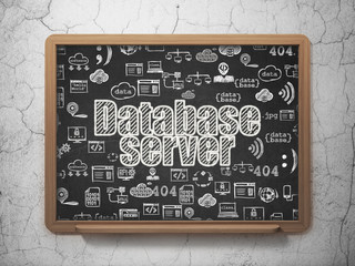 Database concept: Database Server on School board background