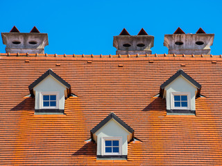 Fototapeta premium Orange roof with 3 windows