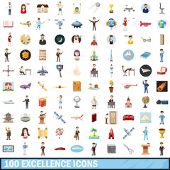 Fototapeta na wymiar 100 excellence icons set, cartoon style