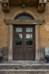 Double wooden colorful door.