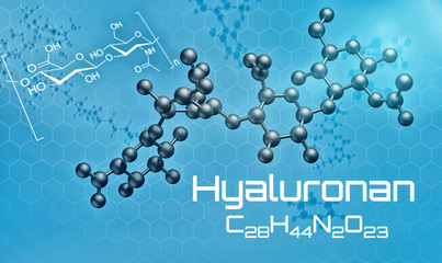 Dreidimensionale Molekülstruktur von Hyaluronan