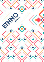 Vertical background with geometric ethnic ornament. ethno abstract poster template with place for text
