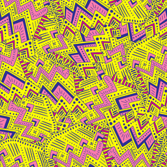 Colored doodle seamless pattern. Geometric ornament