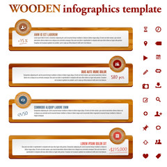 Infographics template with wooden and paper frames