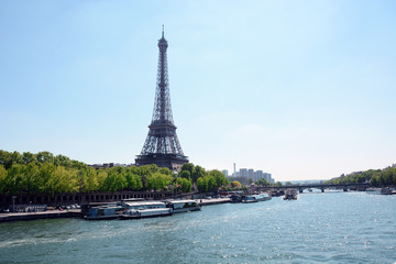 Fototapeta na wymiar Paris mit Seine und Eiffelturm / Tour Eiffel / Eiffeltower