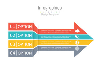 Arrow infographic template. Vector layout for business infographics with marketing icons and design elements.