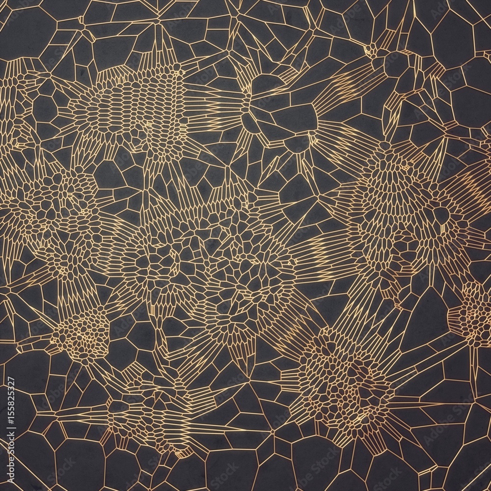Aufkleber Gold abstract pattern on dark gray background. 3d rendering