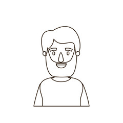 sketch contour half body man bearded with t-shirt vector illustration