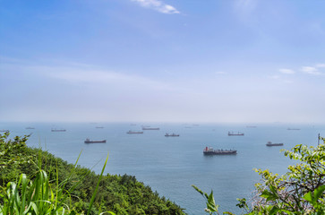 view on Busan port and docking ships