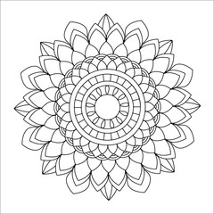 Flower mandala vector illustration. Oriental pattern, vintage decorative elements. Islam, Arabic, Indian, moroccan, turkish ottoman motifs. Coloring page