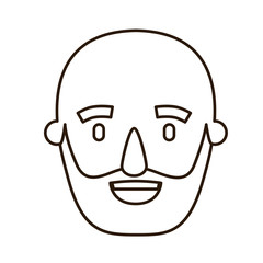 sketch contour caricature old bald man bearded vector illustration