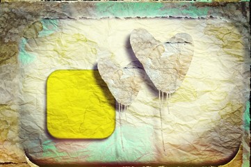 Grunge paper heart. Love concept.