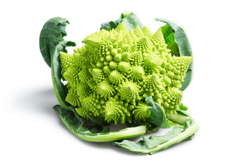 Romanesco Broccoli or Cauliflower on White Background