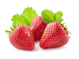 Fresh strawberry with leaves
