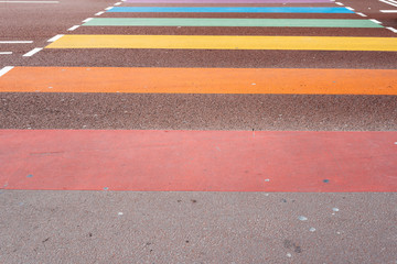 Rainbow painted crossroads in Utrecht, Netherlands