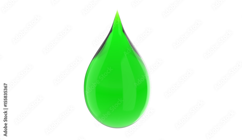 Wall mural 3d illustration of isolated natural green water drop concept