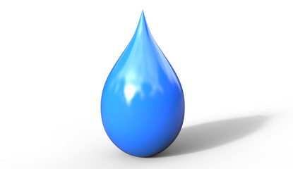 3d illustration of blue color water drop concept