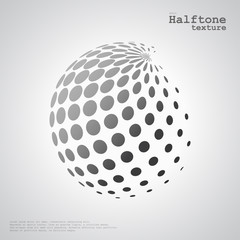 Abstract halftone sphere in grayscale color