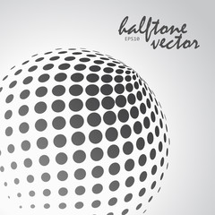 Abstract halftone sphere in grayscale color