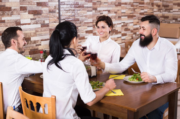 Group of people dining out in restaurant