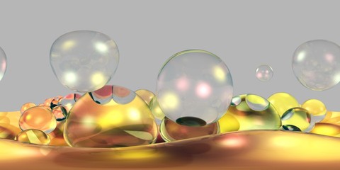 Soap bubbles, ball background, Environment map. HDRI map. Equirectangular projection. Spherical panorama. Abstract background