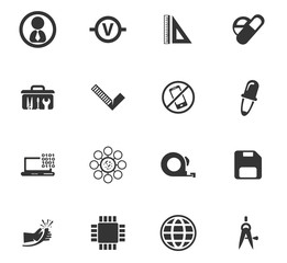 Faculty of mechanics icons set