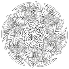 Sewing fabric with Black and white floral pattern for coloring book in ...