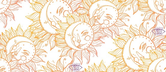 Vector seamless celestial pattern