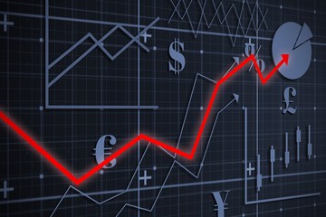 Composite image of red arrow