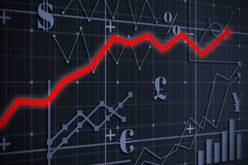 Composite image of red arrow