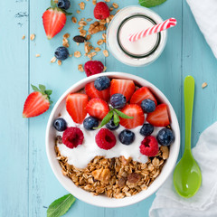 Granola breakfast with berries