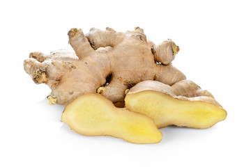 ginger root on white background