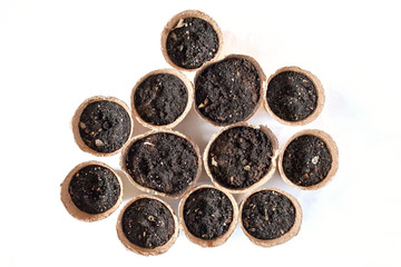 Pot for seedlings with soil