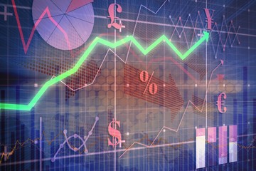 Composite image of red arrow