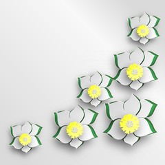 Background of cut paper flowers.